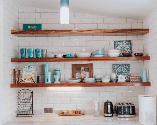 Custom floating wall shelves